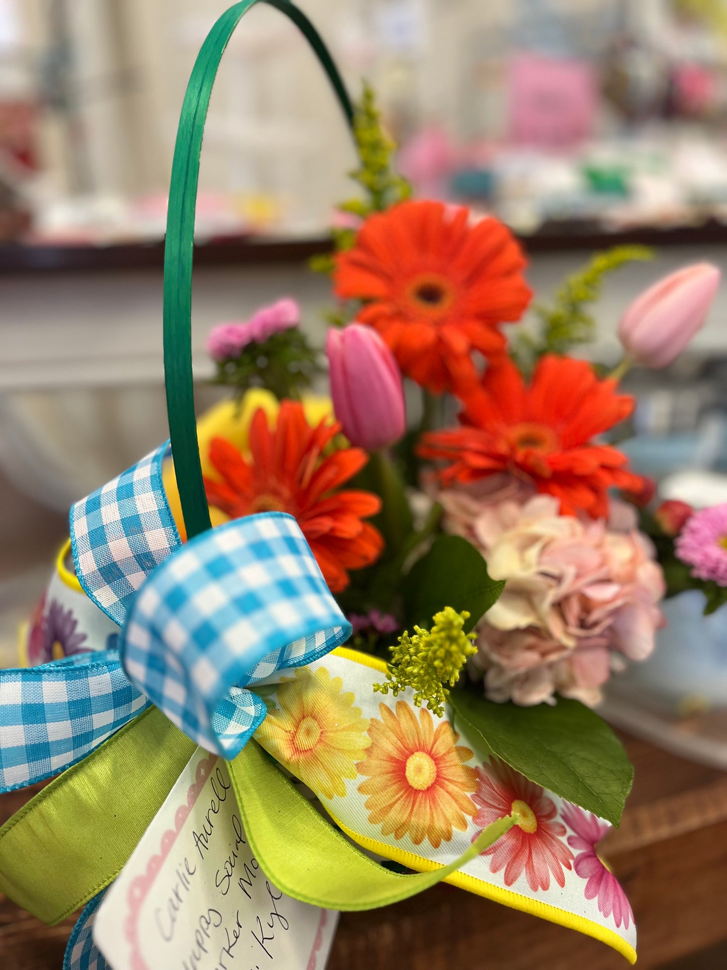 Fruit and flowers gift basket
